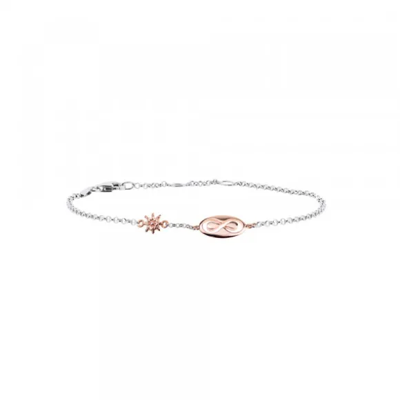 Pulsera Chapa Infinito Calado y Eguzkilore Plata Rosa