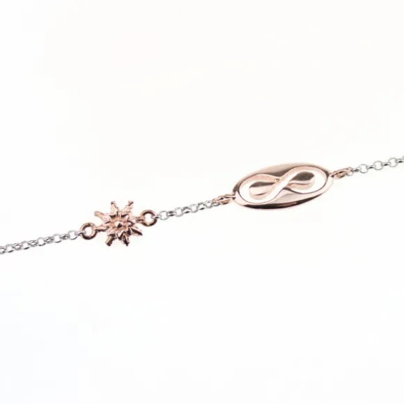 Pulsera Chapa Infinito Calado y Eguzkilore Plata Rosa