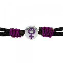 Pulsera Charm Símbolo Mujer Plata Esmalte Morado