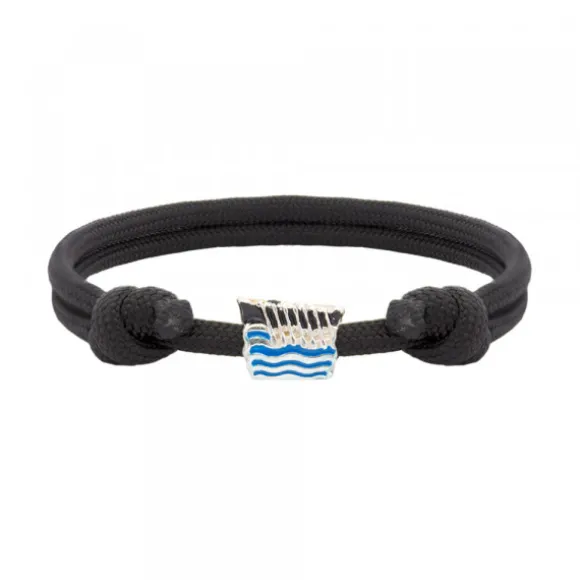 Pulsera Charm Trainera Negra Plata