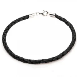 Pulsera Cuero Trenzado Negro Eguzkicharm