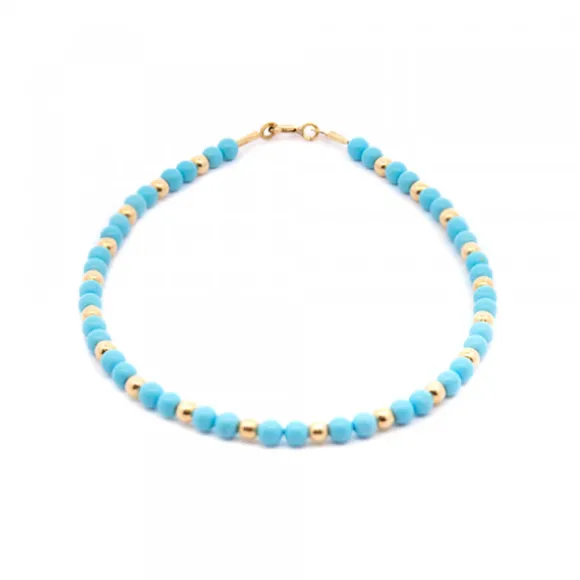 Pulsera de Cuentas Turquesa y Dorado