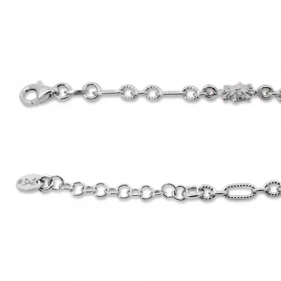 Pulsera de Plata con 3 Eguzkilore y Eslabones Grafilada