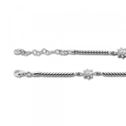 Pulsera de Plata con 3 Eguzkilore Rosas y Eslabones Grafilados