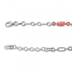 Pulsera de Plata con 3 Eguzkilore Rosas y Eslabones Grafilados