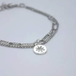 Pulsera Eguzkilore Cadena Eslabones Plata Triple