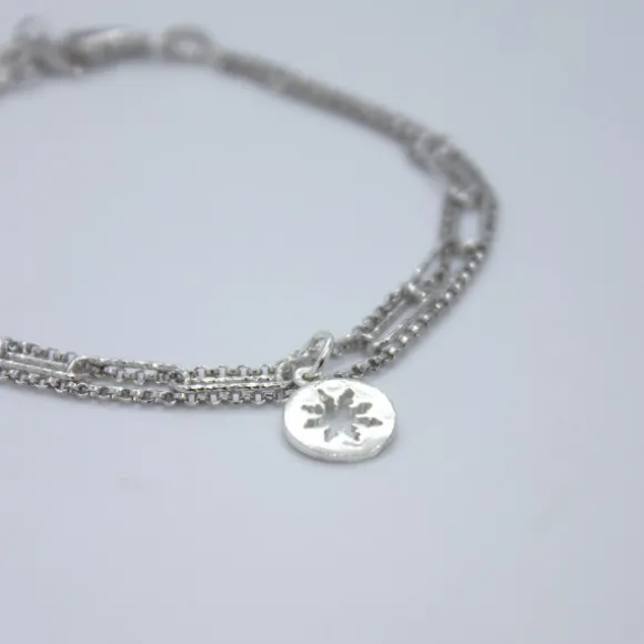 Pulsera Eguzkilore Cadena Eslabones Plata Triple