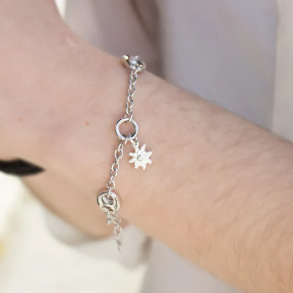 Pulsera Eguzkilore Cadena Rolo y Calabrote de Plata