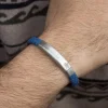 Pulsera Eguzkilore Cuero trenzado Azul Personalizable