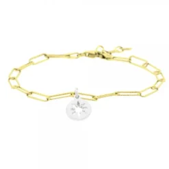 Pulsera Eguzkilore Eslabones Martelé Plata Dorada