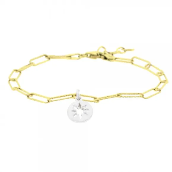 Pulsera Eguzkilore Eslabones Martelé Plata Dorada