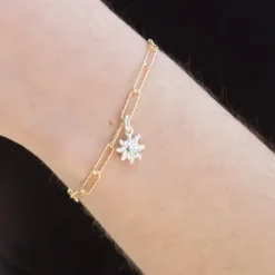 Pulsera Eguzkilore Eslabones Martelé Plata Dorada