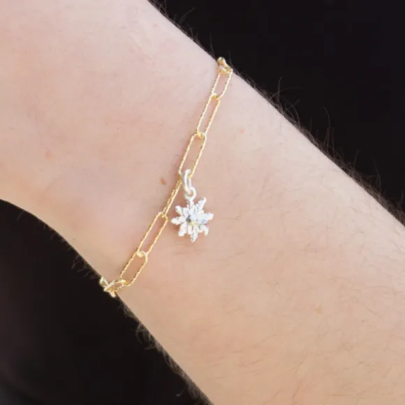 Pulsera Eguzkilore Eslabones Martelé Plata Dorada