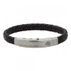 Pulsera Eguzkilore Mate Cuero Trenzado Negro Personalizable