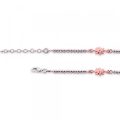 Pulsera Eguzkilore Plata Rosa con Bolitas de Plata