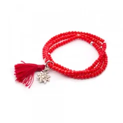 Pulsera Elástica Roja Triple con Motivo Eguzkilore