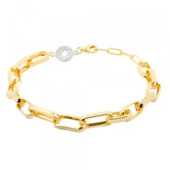 Pulsera Eslabones Alargados de Plata Dorada