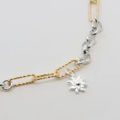 Pulsera Eslabones de Plata Bicolor y Eguzkilore Plata