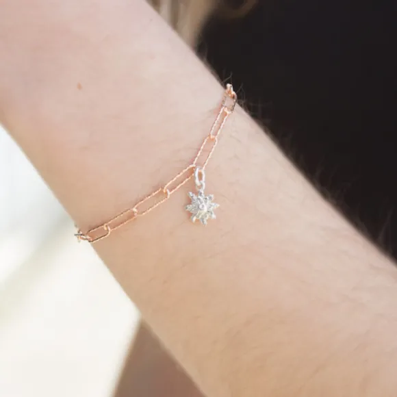 Pulsera Eslabones Martelé Plata Rosa