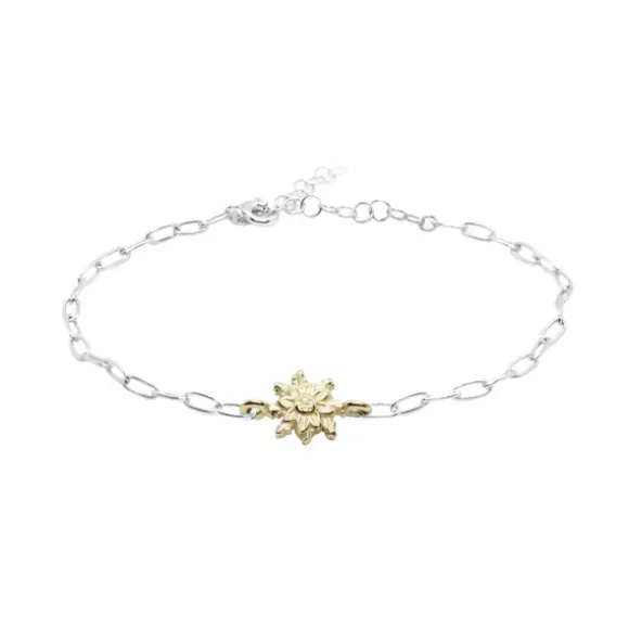 Pulsera Eslabones Plata y Eguzkilore Dorado