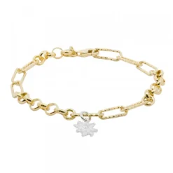 Pulsera Eslabones y Aros Eguzkilore Plata Dorada