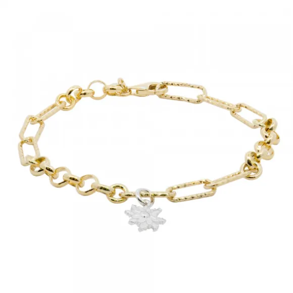 Pulsera Eslabones y Aros Eguzkilore Plata Dorada