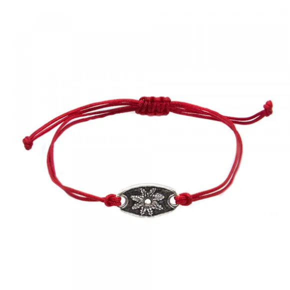 Pulsera Granate Chapa Ovalada Eguzkilore Plata Acabado Rústico