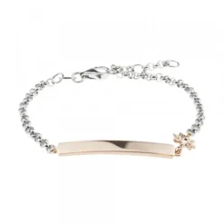 Pulsera Identidad Infantil Plata Rosa Personalizable