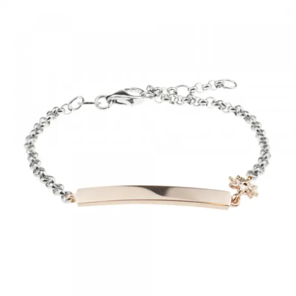 Pulsera Identidad Infantil Plata Rosa Personalizable