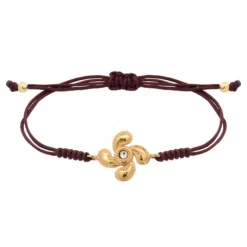 Pulsera Lauburu Berria Plata Dorada y Circonita