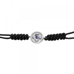 Pulsera Lauburu Redondo Plata y Circonita Azul Negra