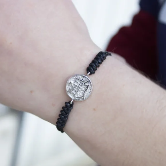 Pulsera Maite Zaitut Ama Plata Macramé Negro