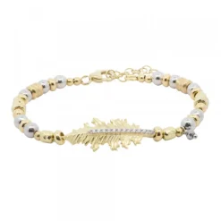 Pulsera Mari Bolitas Plata Dorada y Circonitas