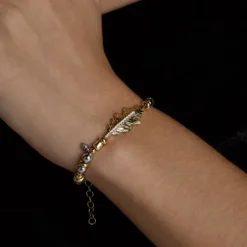 Pulsera Mari Bolitas Plata Dorada y Circonitas