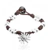 Pulsera Mari Mate con Motivo Eguzkilore y Cuerda Marrón