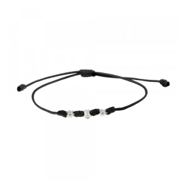 Pulsera Mik Negra Eguzkilore Oro Blanco