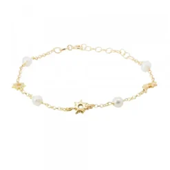 Pulsera Mountain Plata Dorada y Perlas