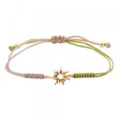 Pulsera Mountain Verde y Topo Dorada