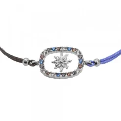 Pulsera Muka Macramé Plata y Circonitas Multicolor