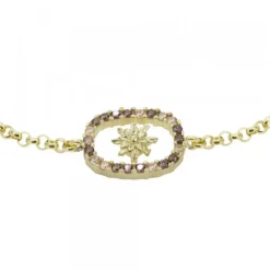 Pulsera Muka Plata Dorada y Circonitas Marrones