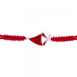 Pulsera Pañuelo San Fermín Plata con Hilo Rojo Nudos