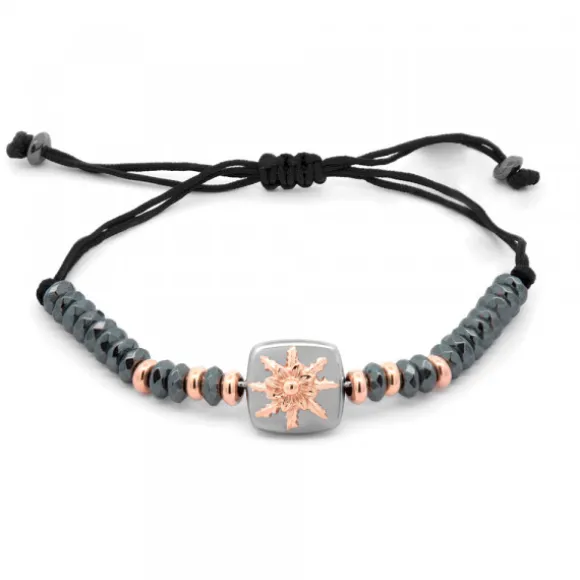 Pulsera Q2 Hematites y Eguzkilore Rosa
