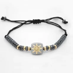 Pulsera Q2 Hematites y Eguzkilore Dorado