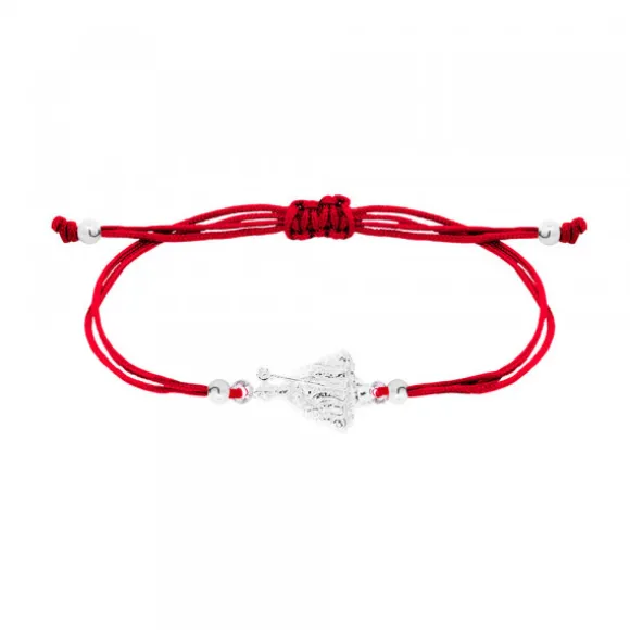 Pulsera San Fermín Plata con Hilo Rojo