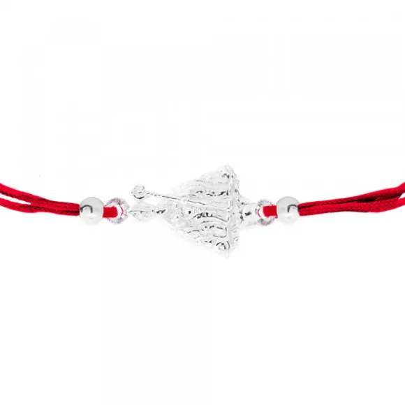 Pulsera San Fermín Plata con Hilo Rojo