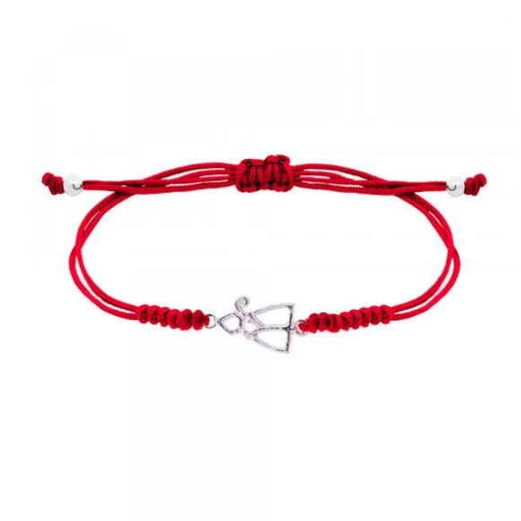 Pulsera San Fermín Plata con Hilo Rojo Nudos