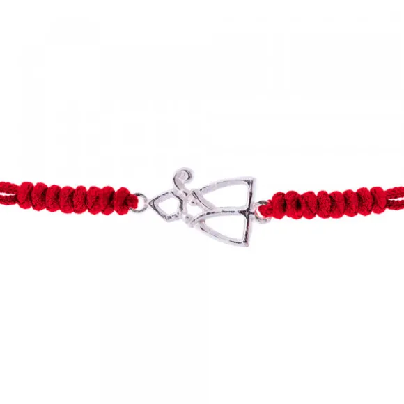 Pulsera San Fermín Plata con Hilo Rojo Nudos