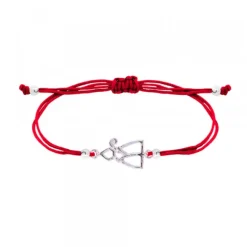 Pulsera San Fermín Silueta Plata con Hilo Rojo