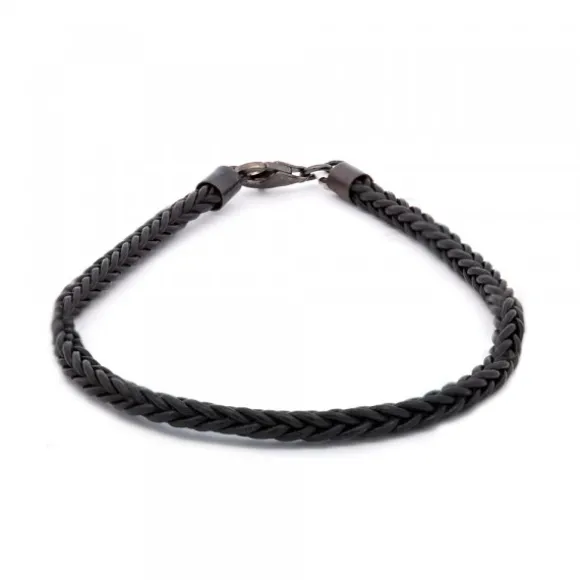 Pulsera Trenzada Negra con Terminal de Plata