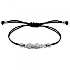 Pulsera Virgen Blanca de Plata con Hilo Negro